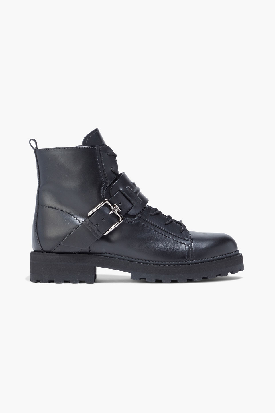 Tod's Buckled Leather Combat Boots In Black