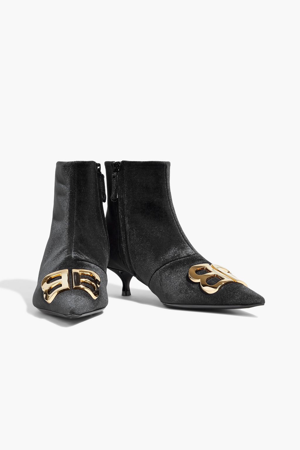 BALENCIAGA BB logo-embellished velvet ankle boots