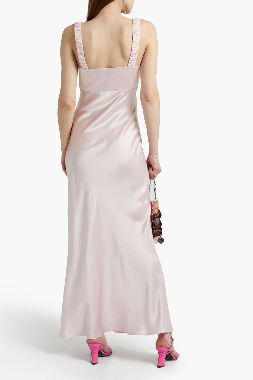 NICHOLAS Gathered silk-satin crepe midi dress