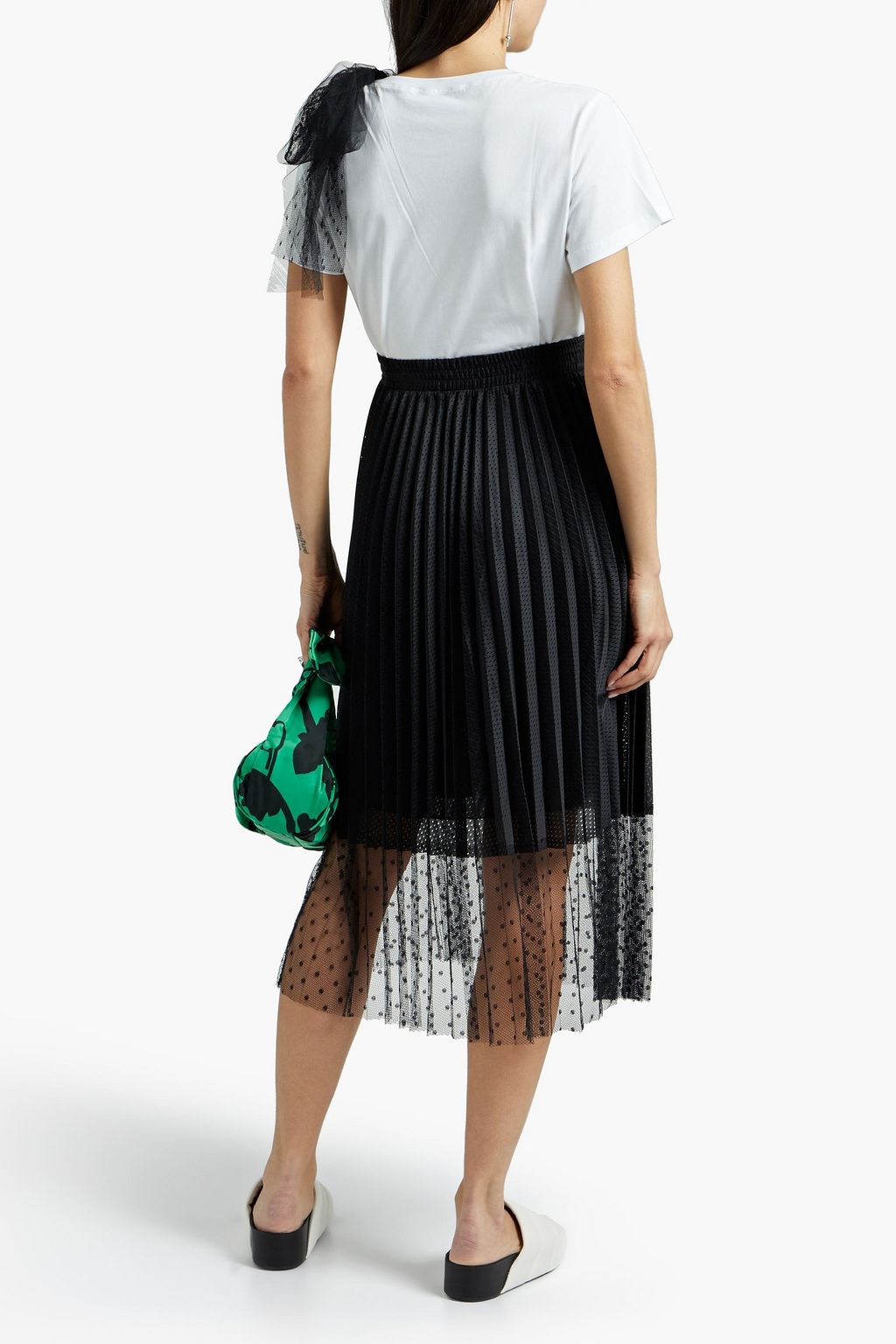 REDVALENTINO Bow-detailed cotton-jersey T-shirt