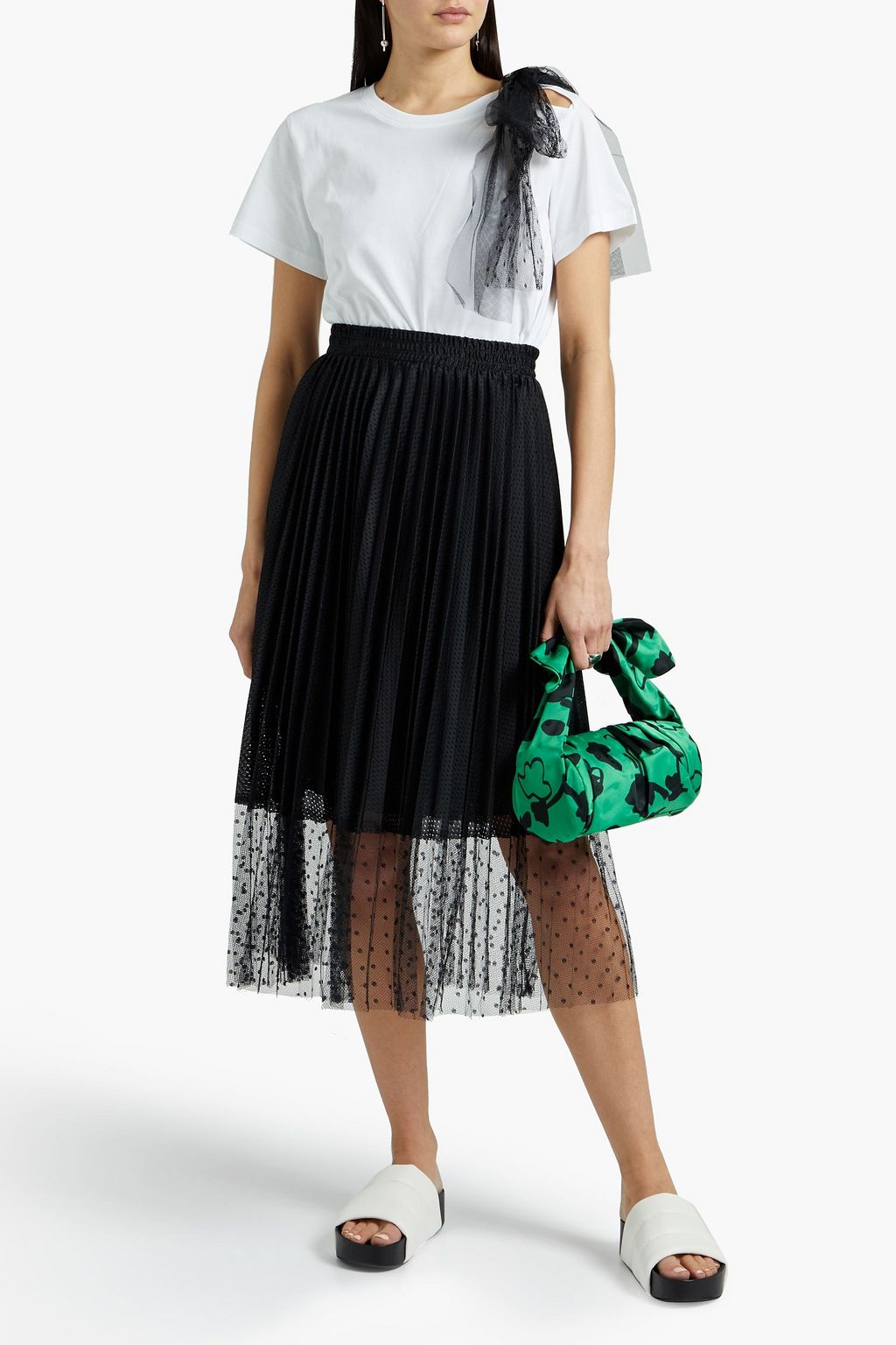 REDVALENTINO Bow-detailed cotton-jersey T-shirt