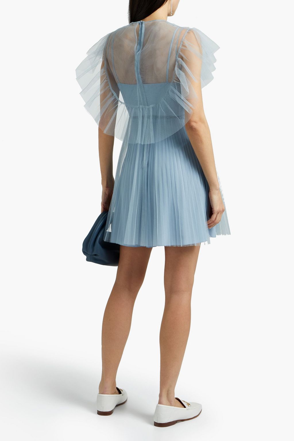 REDVALENTINO فستان قصير من التول مع طيّات مزخرف بالكشكش