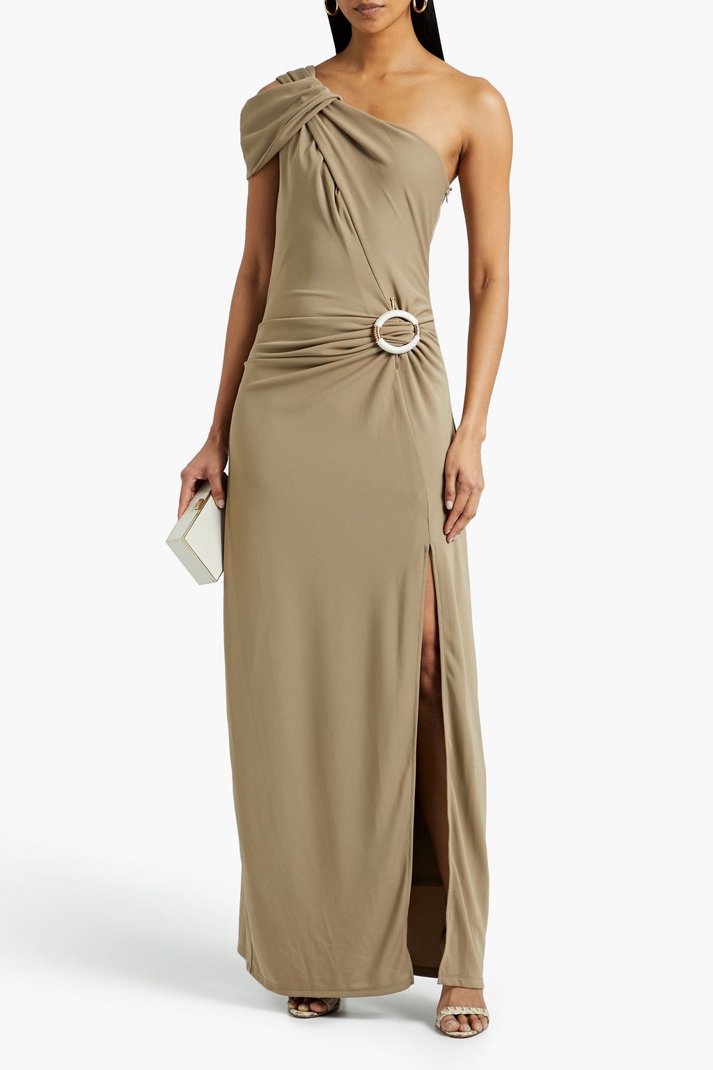 NICHOLAS Gathered embellished jersey gown