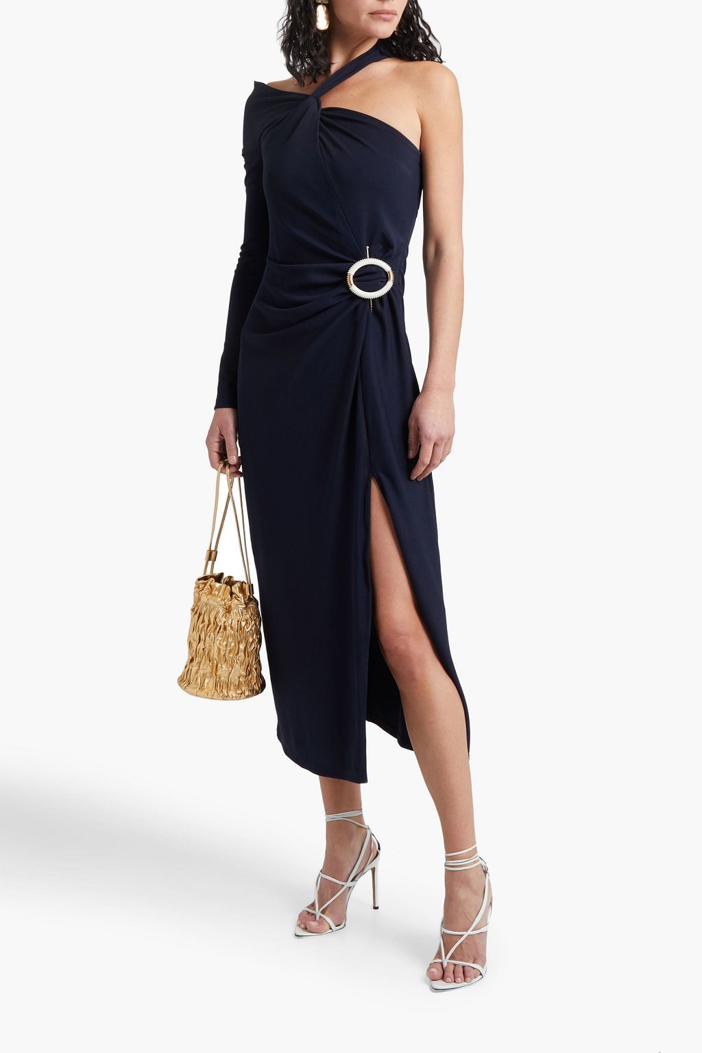 NICHOLAS Off-the-shoulder ruched stretch-jersey midi dress