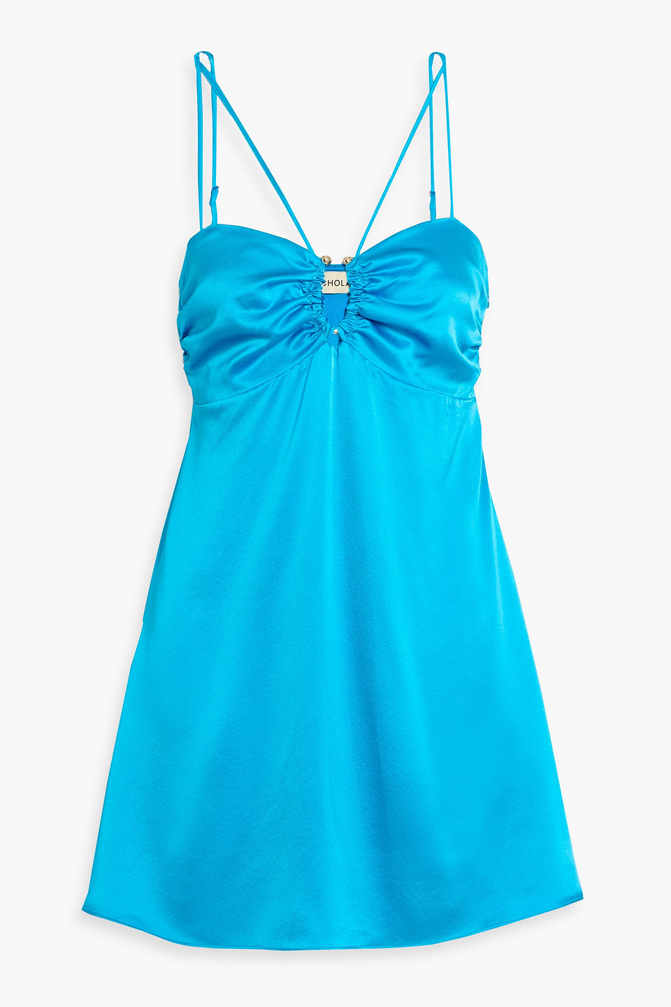 Nicholas Ruched Silk-satin Mini Dress In Blue