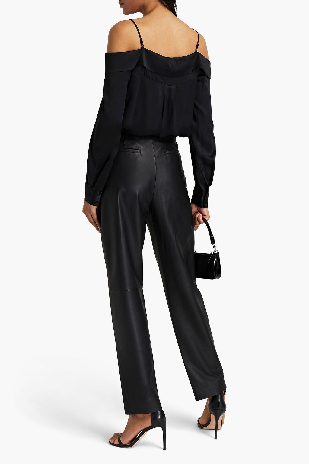 SIMKHAI Cold-shoulder silk-charmeuse top
