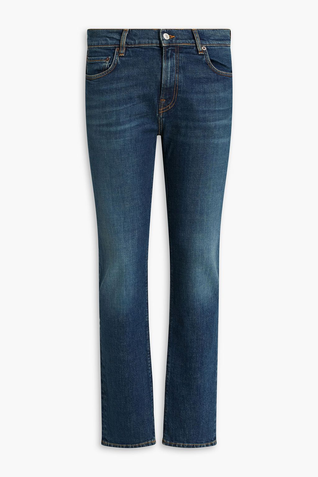 Mid denim Slim-fit faded denim jeans 