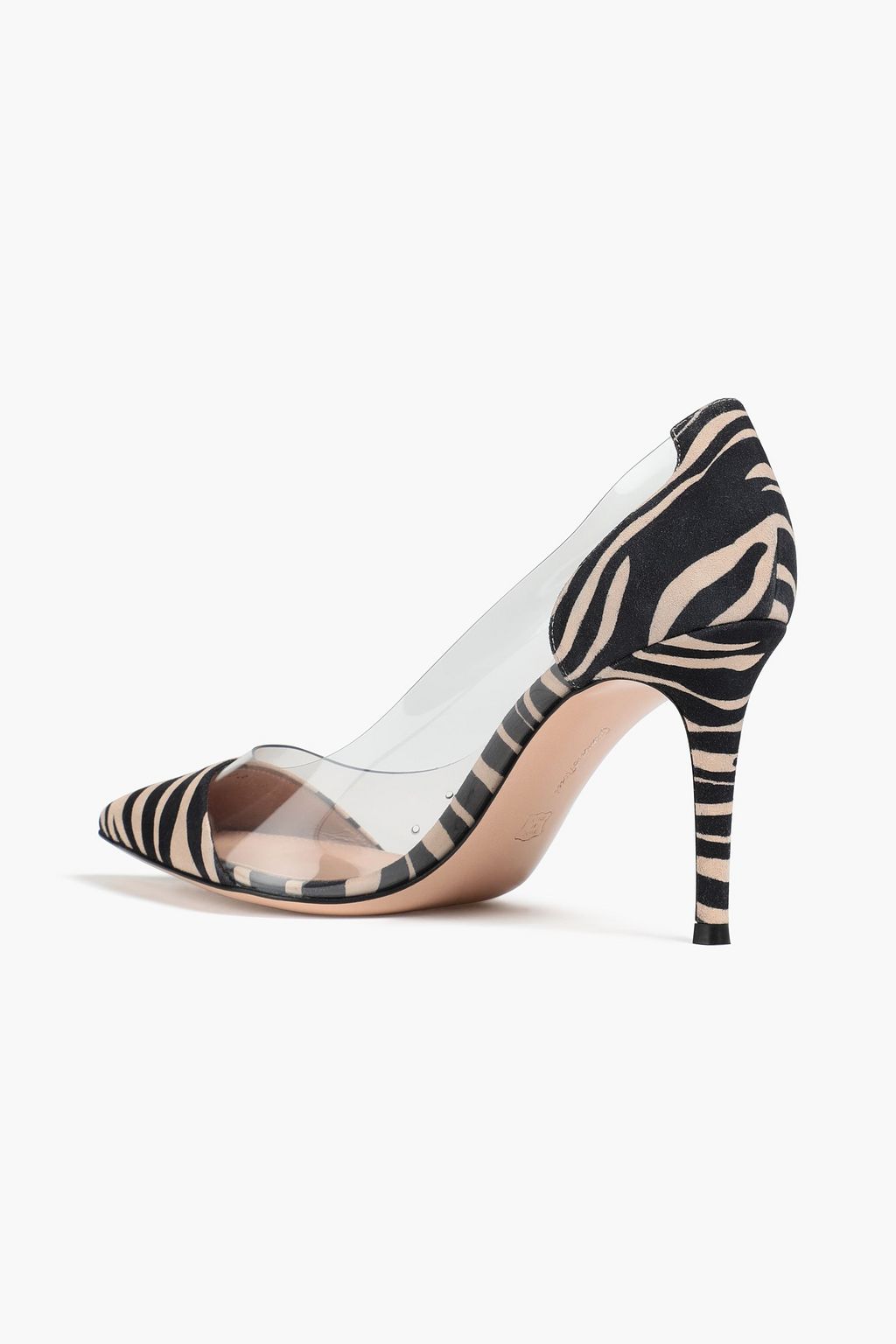 GIANVITO ROSSI PVC-paneled zebra-print suede pumps