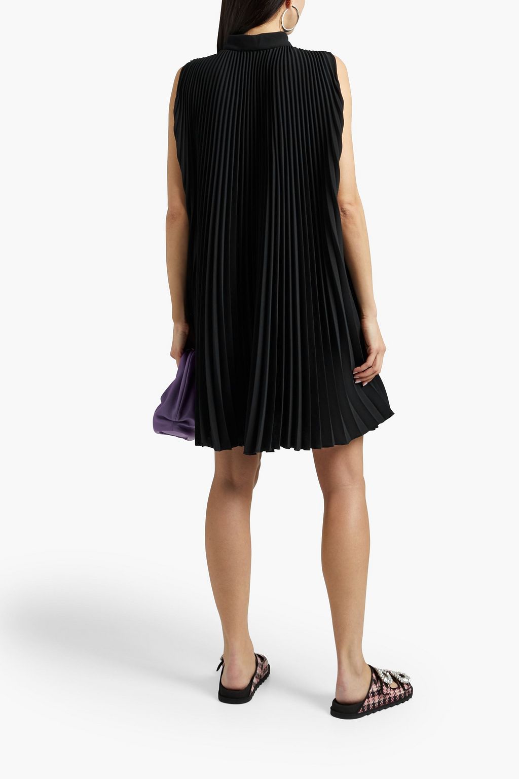 REDVALENTINO Pussy-bow pleated crepe mini dress
