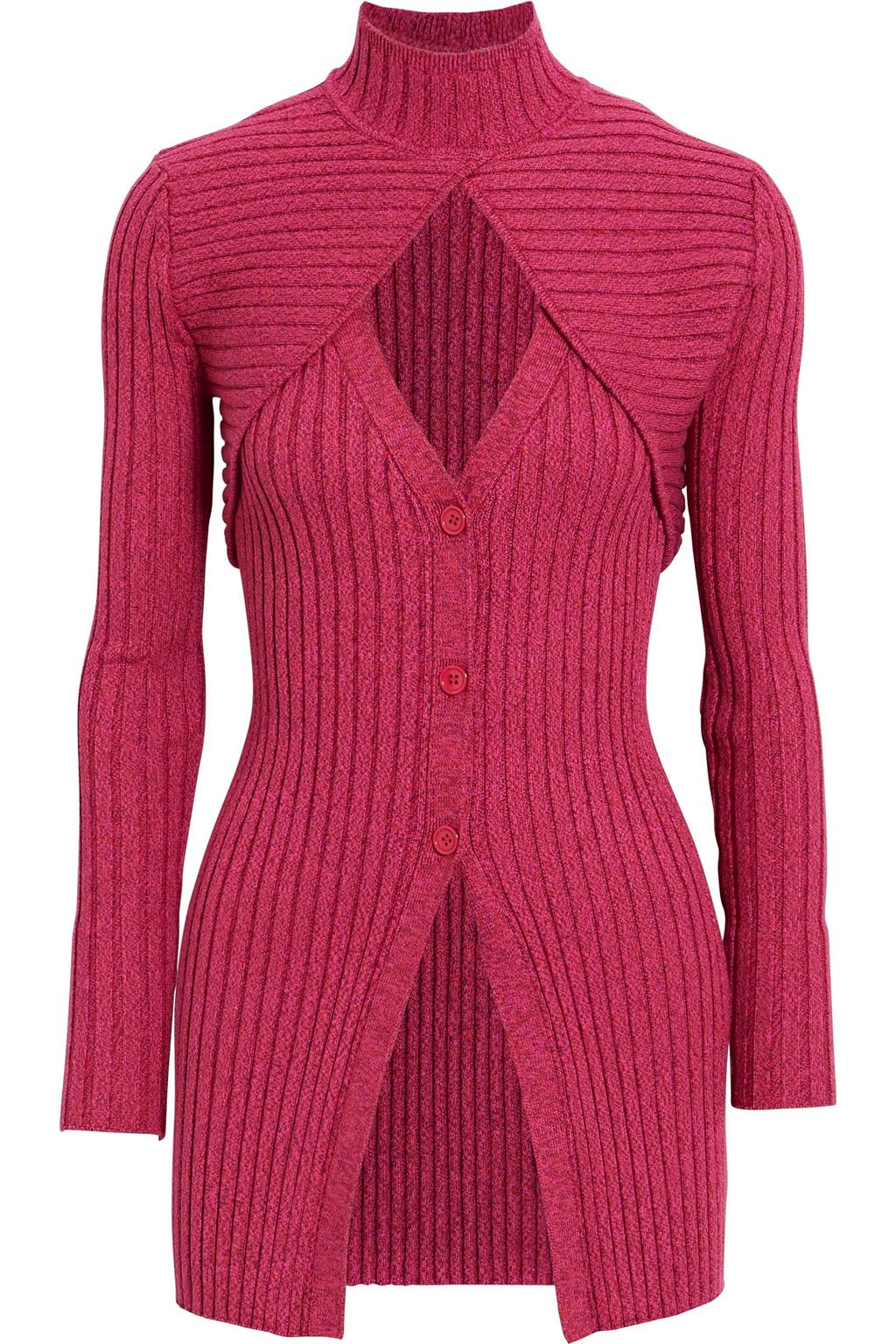Fuchsia Garner ribbed-knit cardigan 