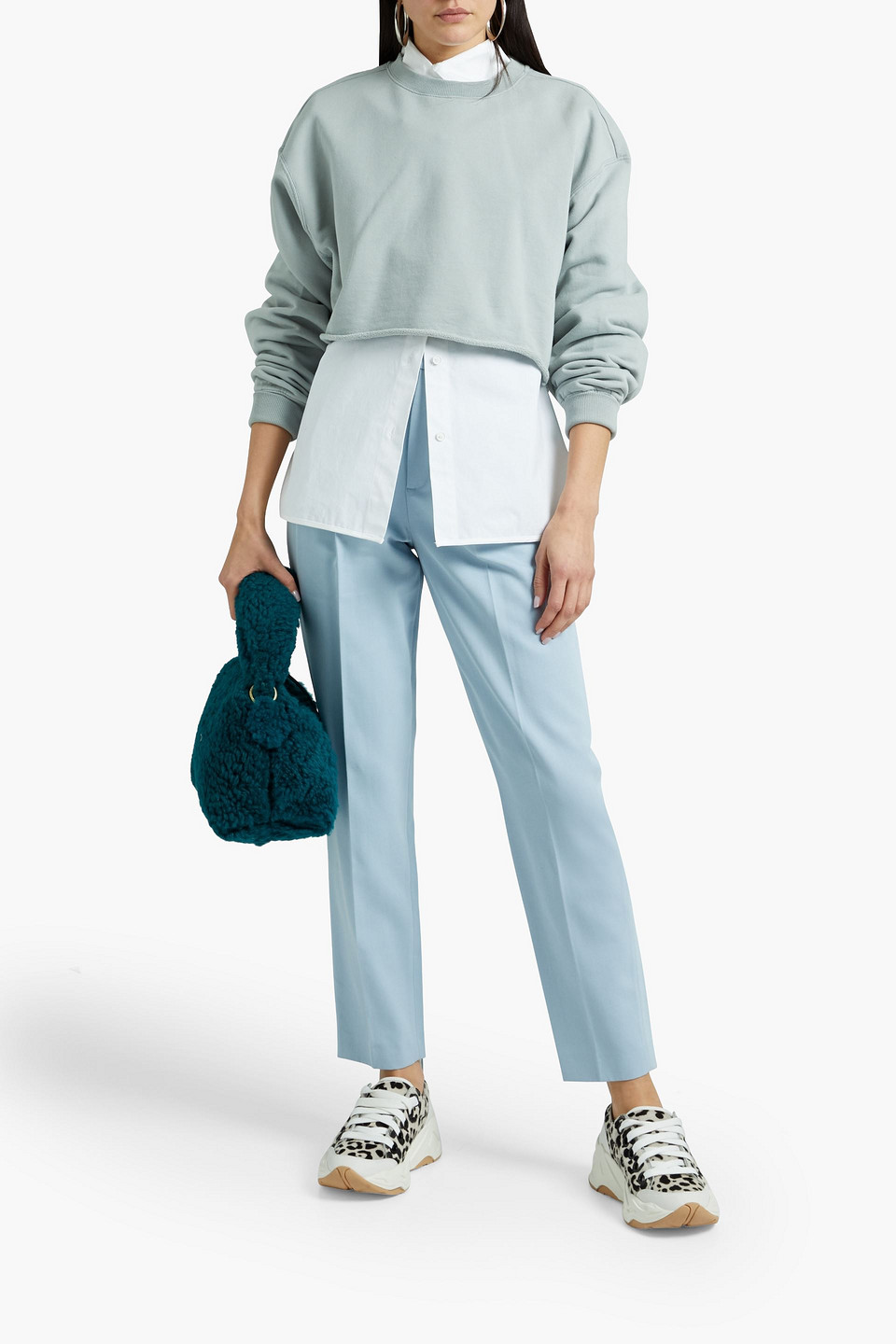 Red Valentino Pleated Cotton And Wool-blend Twill Tapered Pants In Sky Blue
