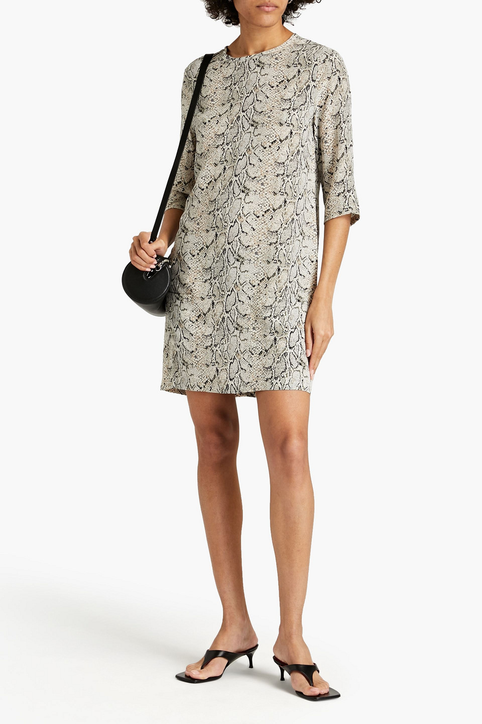 EQUIPMENT AUBREY SNAKE-PRINT SILK CREPE DE CHINE MINI DRESS,3074457345629992646