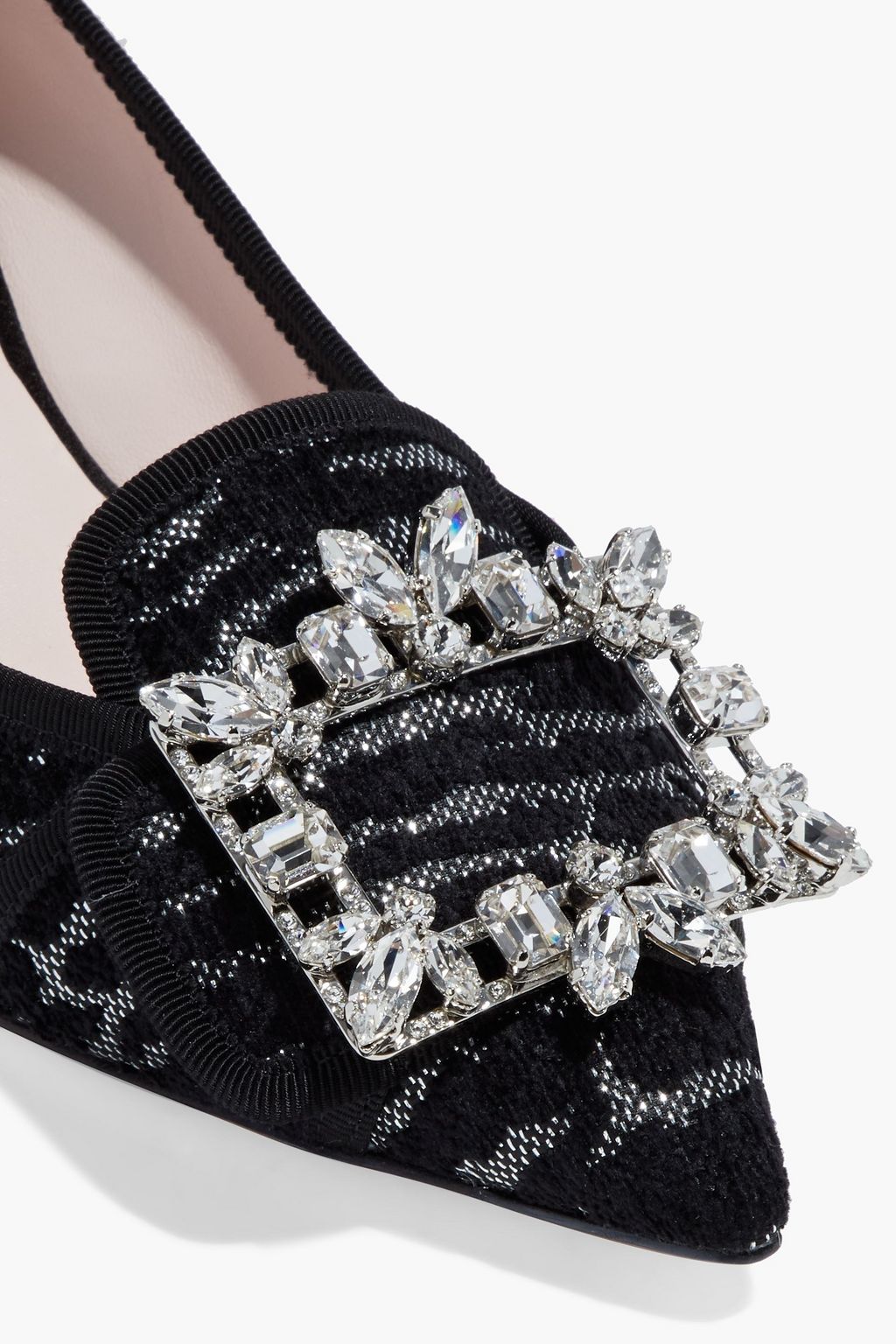 ROGER VIVIER Buckle-embellished metallic jacquard pumps