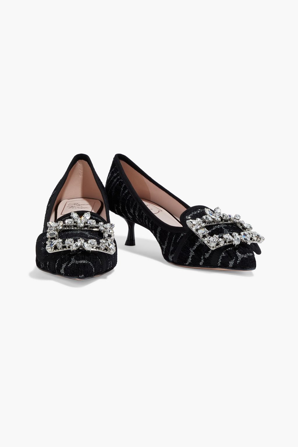 ROGER VIVIER Buckle-embellished metallic jacquard pumps