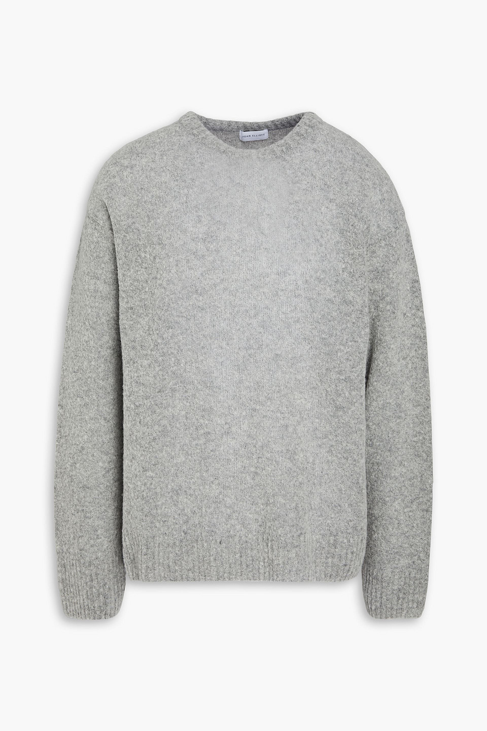 John Elliott Crewneck Powder Knit Wool Blend Sweater In Light Gray
