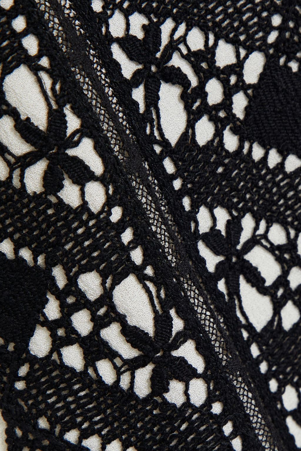 ANDREW GN Crochet-trimmed silk-crepe peplum blouse