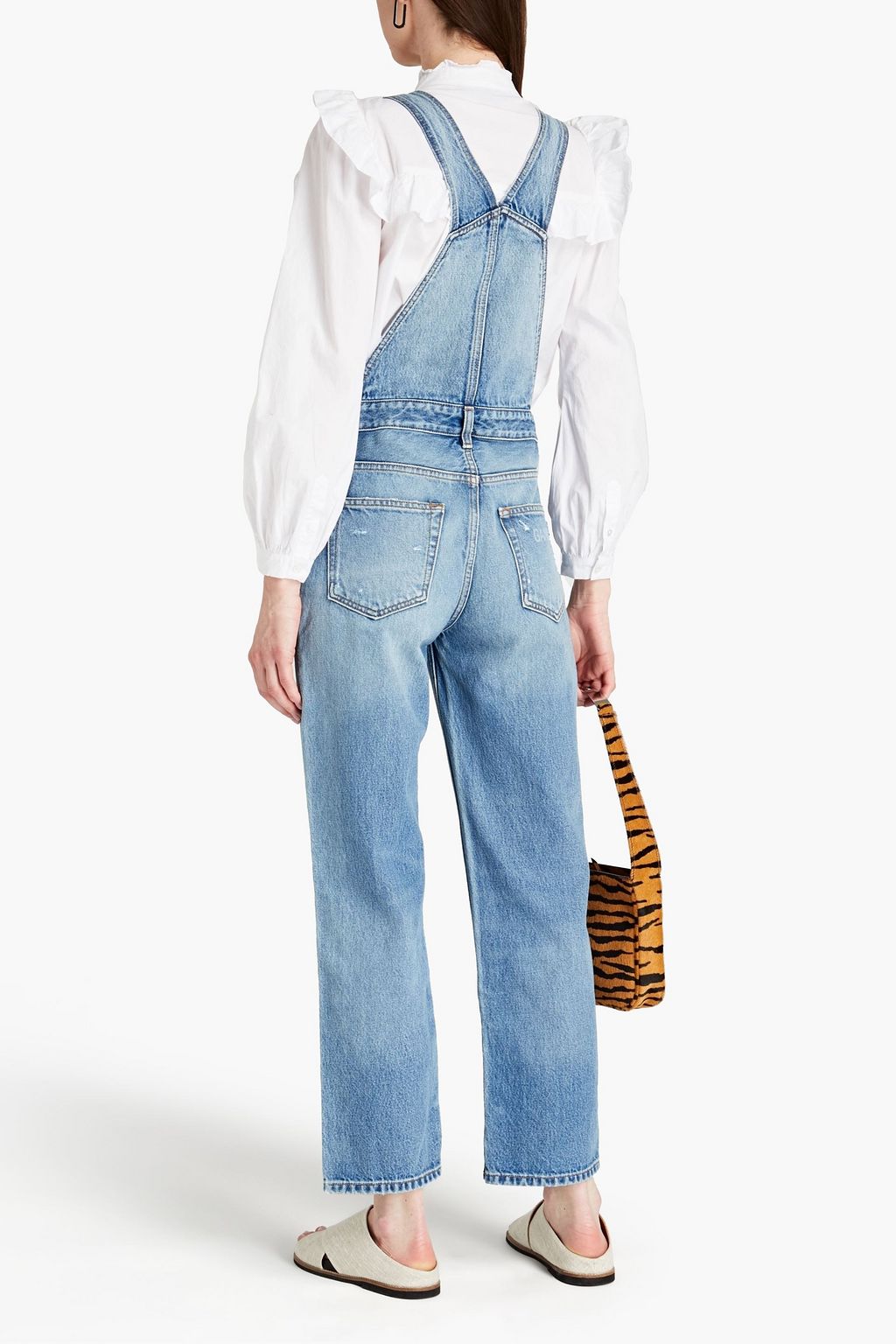 GANNI Distressed denim overalls