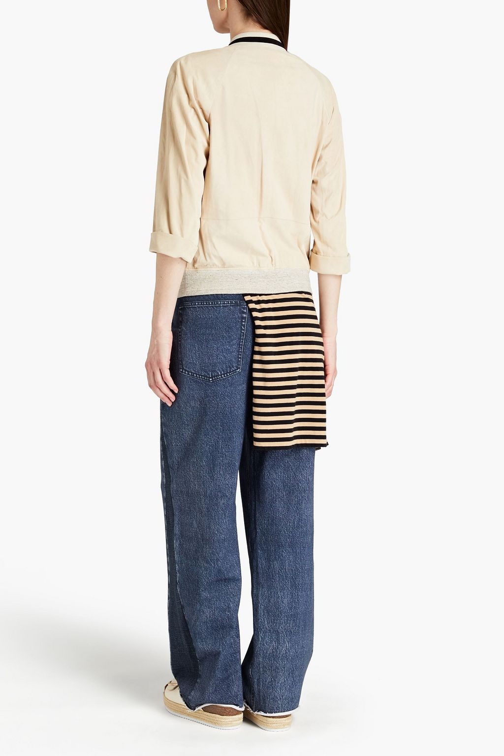 BRUNELLO CUCINELLI Metallic-trimmed suede bomber jacket