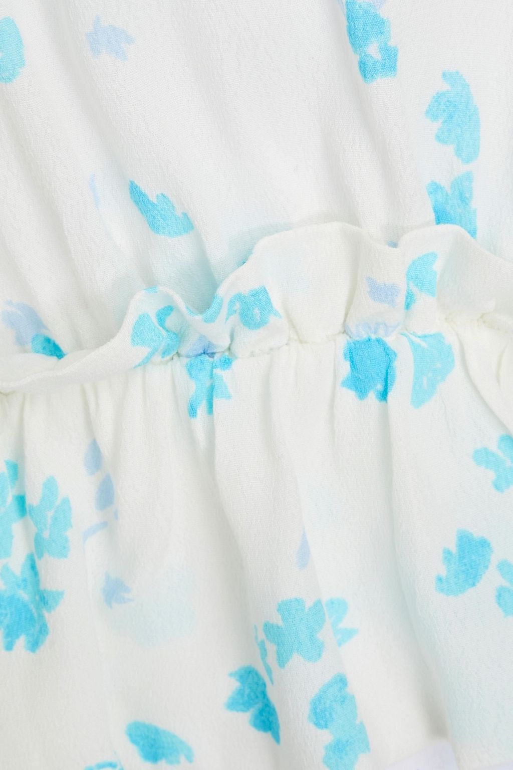 GANNI Ruffled floral-print crepe peplum top