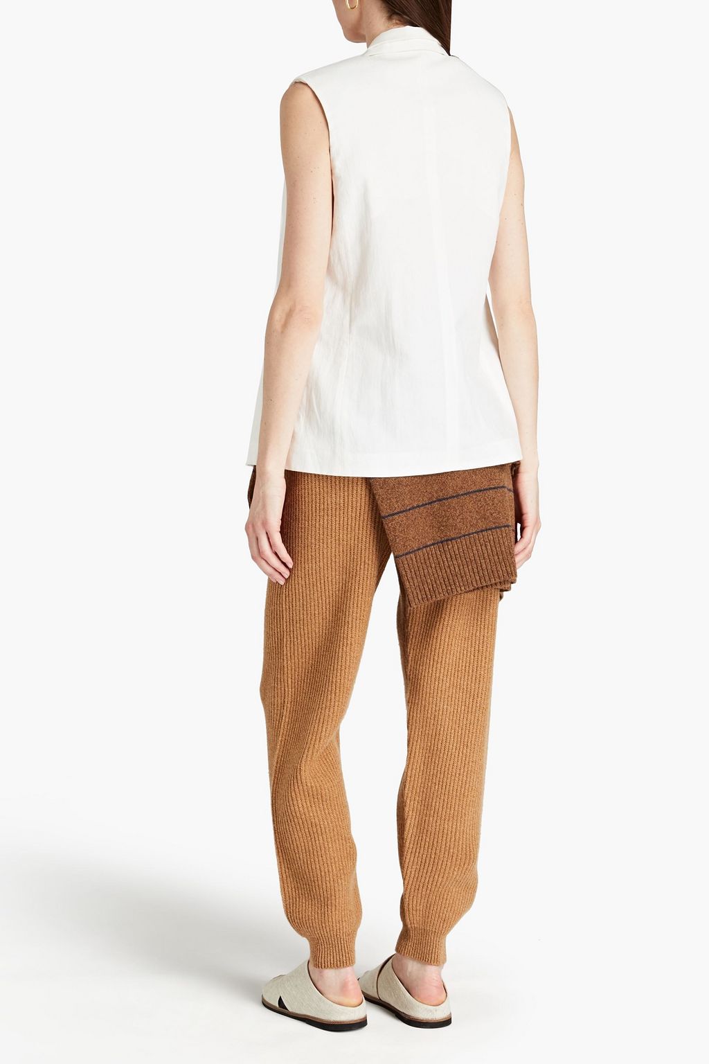 BRUNELLO CUCINELLI Mehrlagige Weste aus Gaze und Twill aus einer Leinen-Baumwollmischung