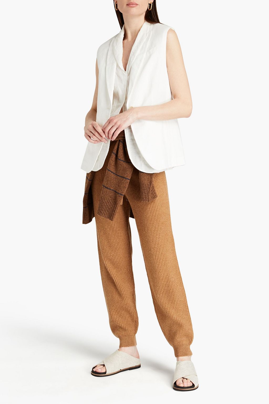 BRUNELLO CUCINELLI Mehrlagige Weste aus Gaze und Twill aus einer Leinen-Baumwollmischung