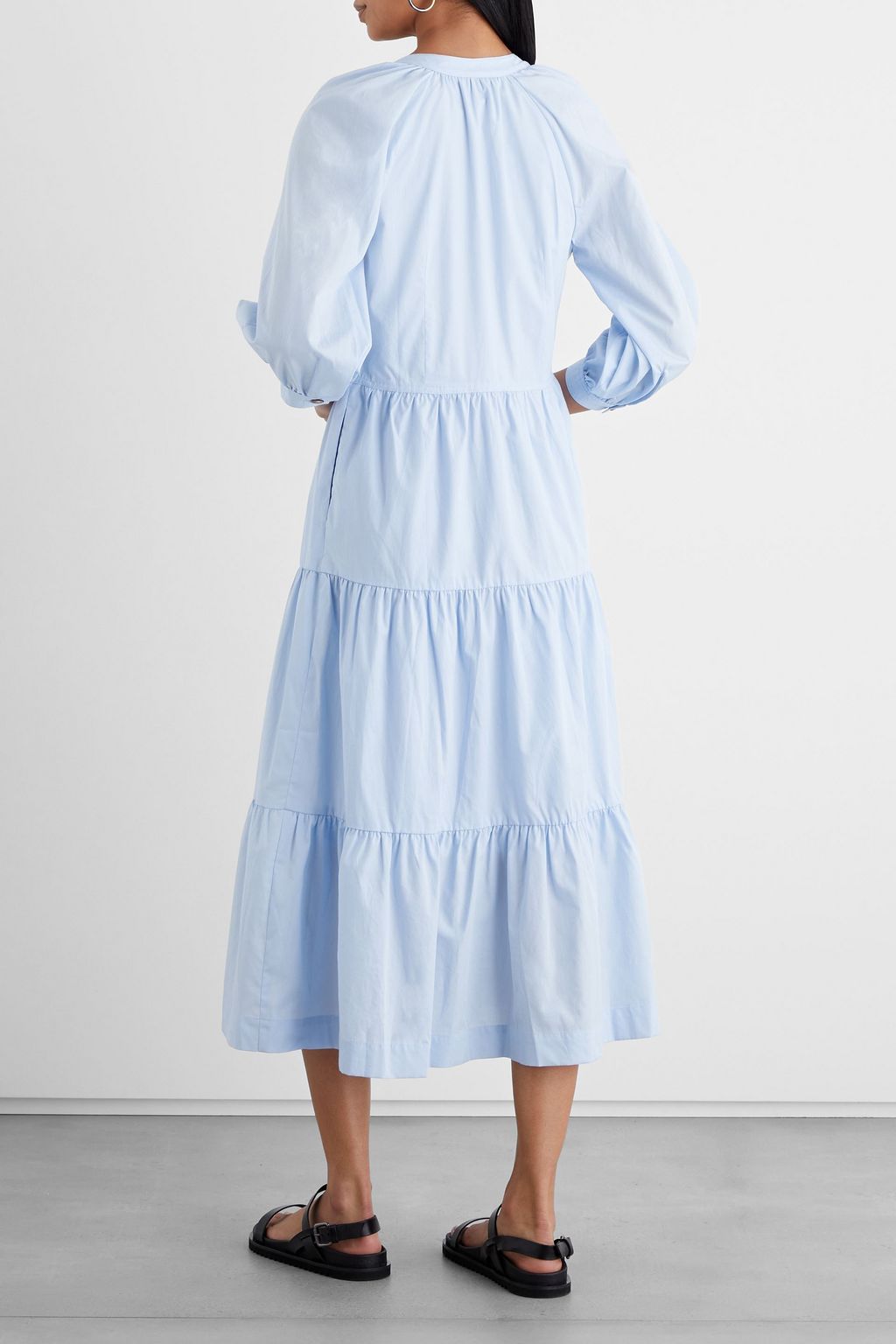 IRIS & INK Carla gathered organic cotton-poplin midi dress