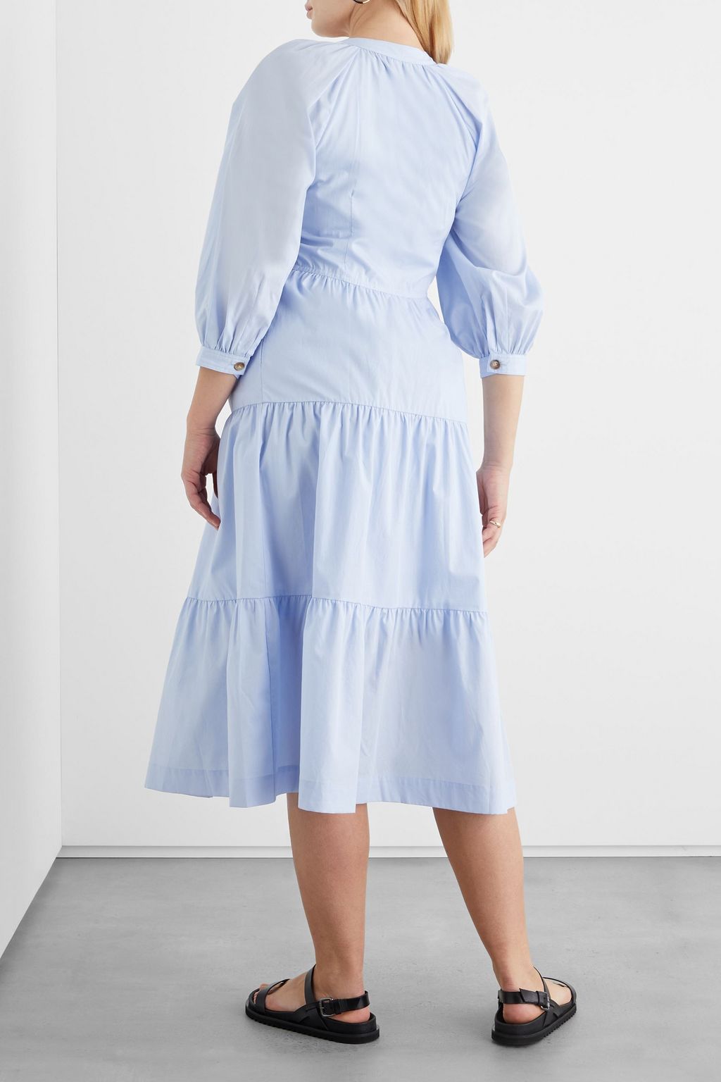 IRIS & INK Carla gathered organic cotton-poplin midi dress