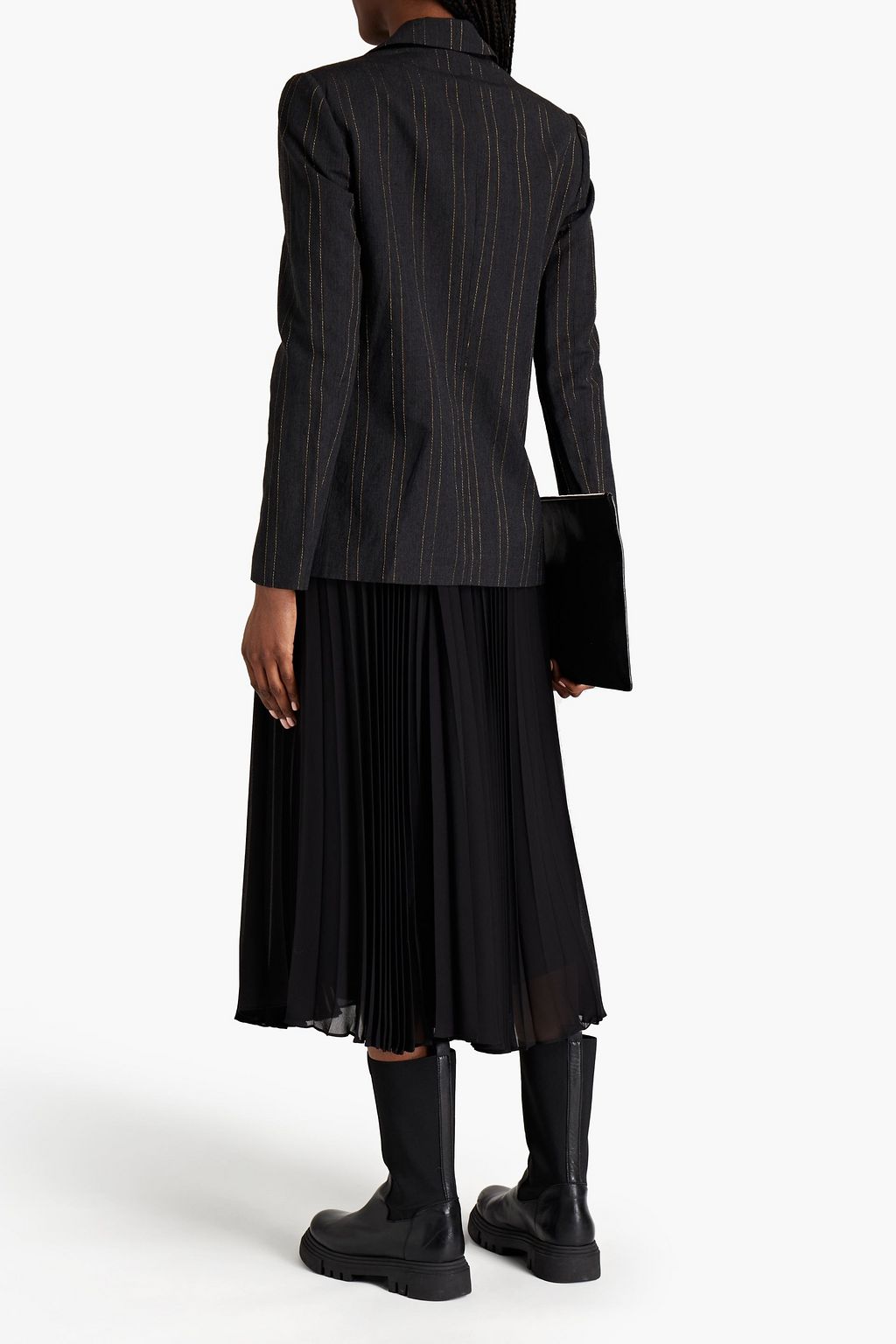 BRUNELLO CUCINELLI Blazer aus einer Wollmischung Metallic-Nadelstreifen und Zierperlen