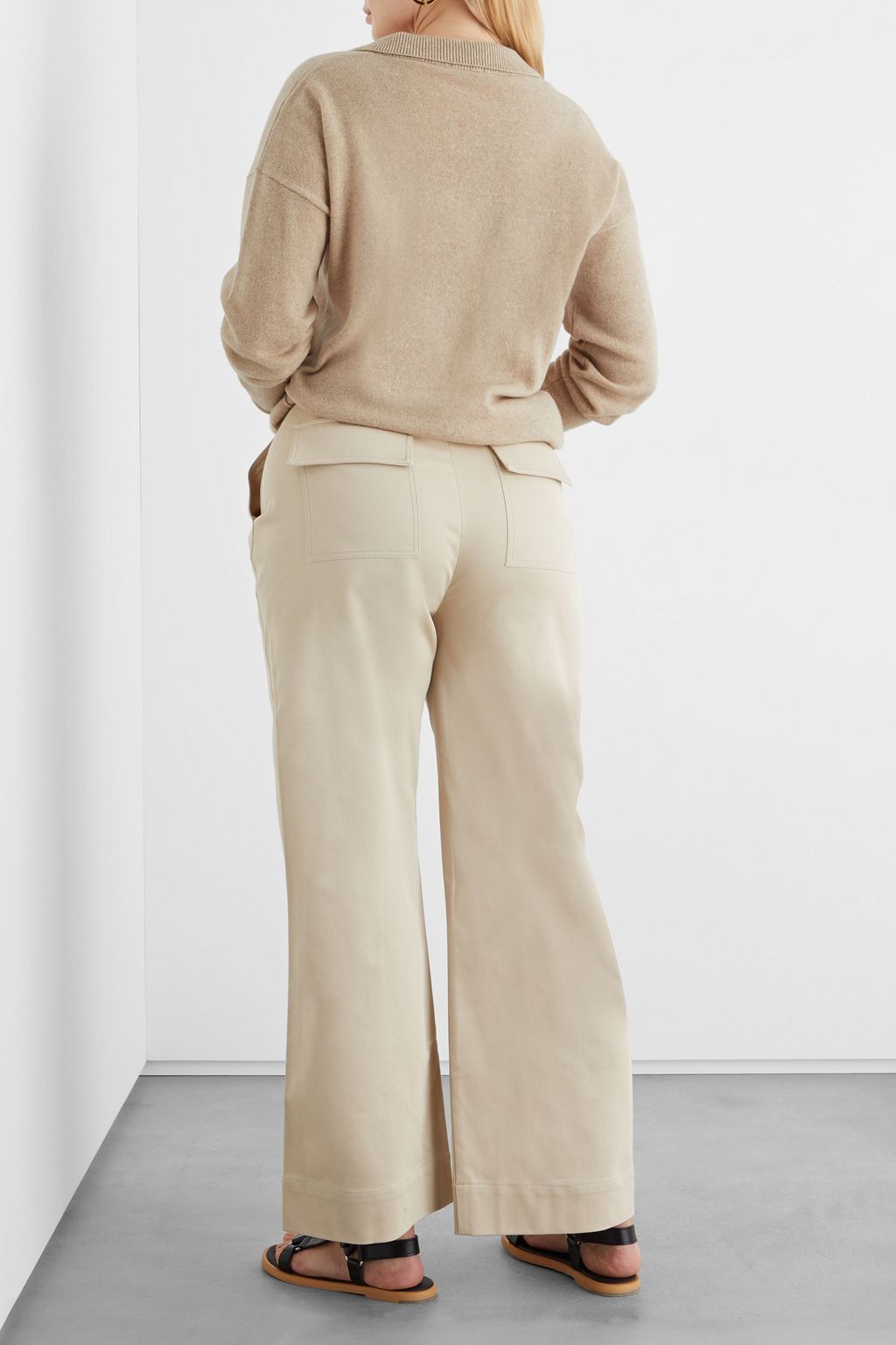 IRIS & INK Babette organic cotton-blend twill wide-leg pants