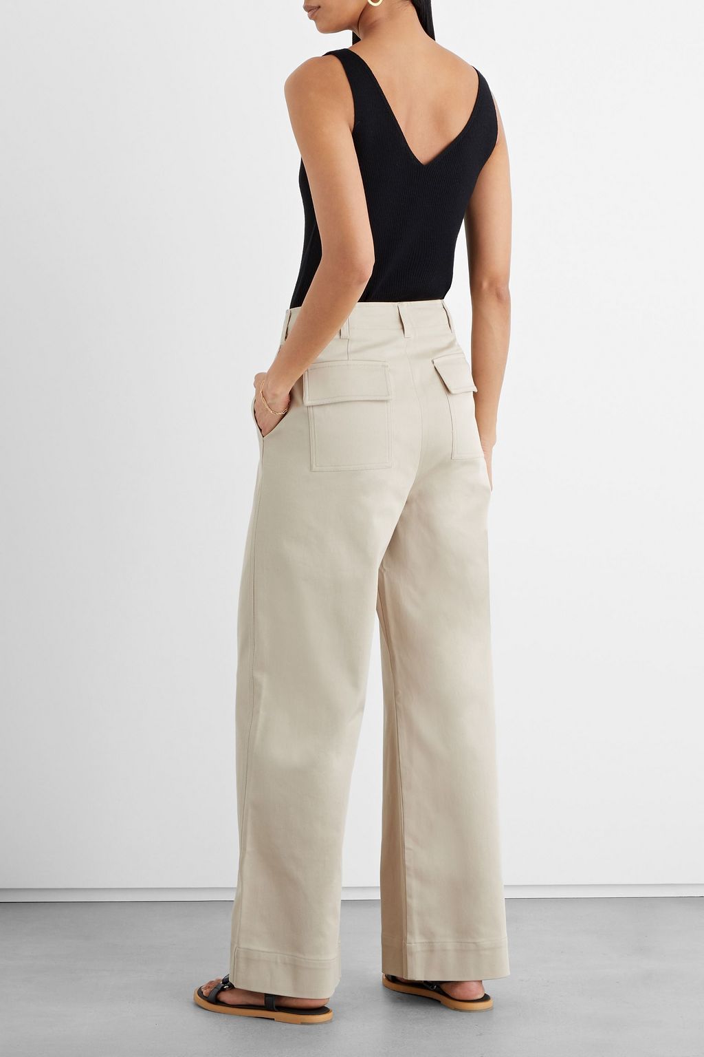 IRIS & INK Babette organic cotton-blend twill wide-leg pants