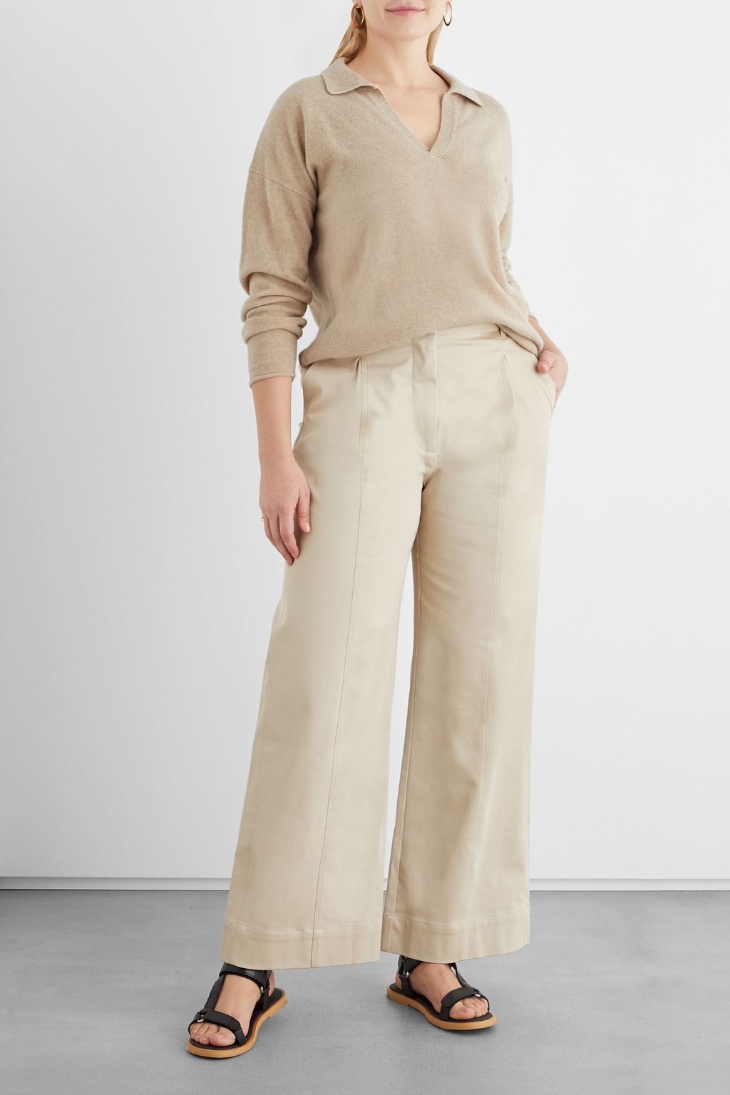 IRIS & INK Babette organic cotton-blend twill wide-leg pants
