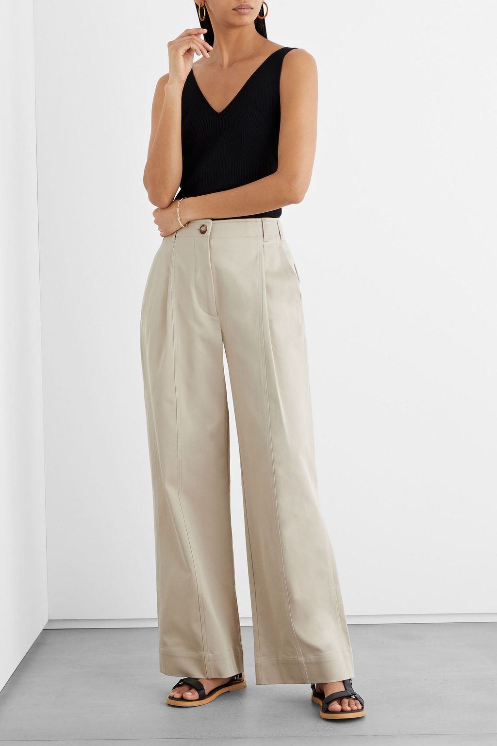 IRIS & INK Babette organic cotton-blend twill wide-leg pants