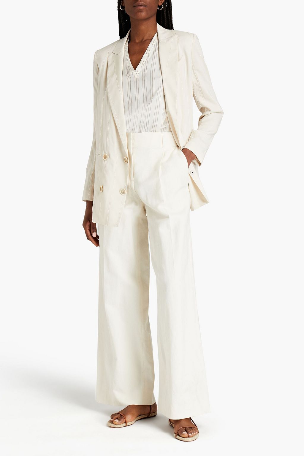 BRUNELLO CUCINELLI Double-breasted stretch-silk blazer