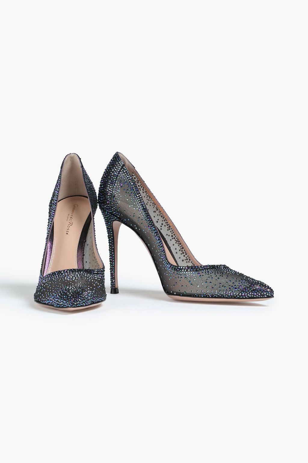 GIANVITO ROSSI Rania crystalembellished mesh pumps THE