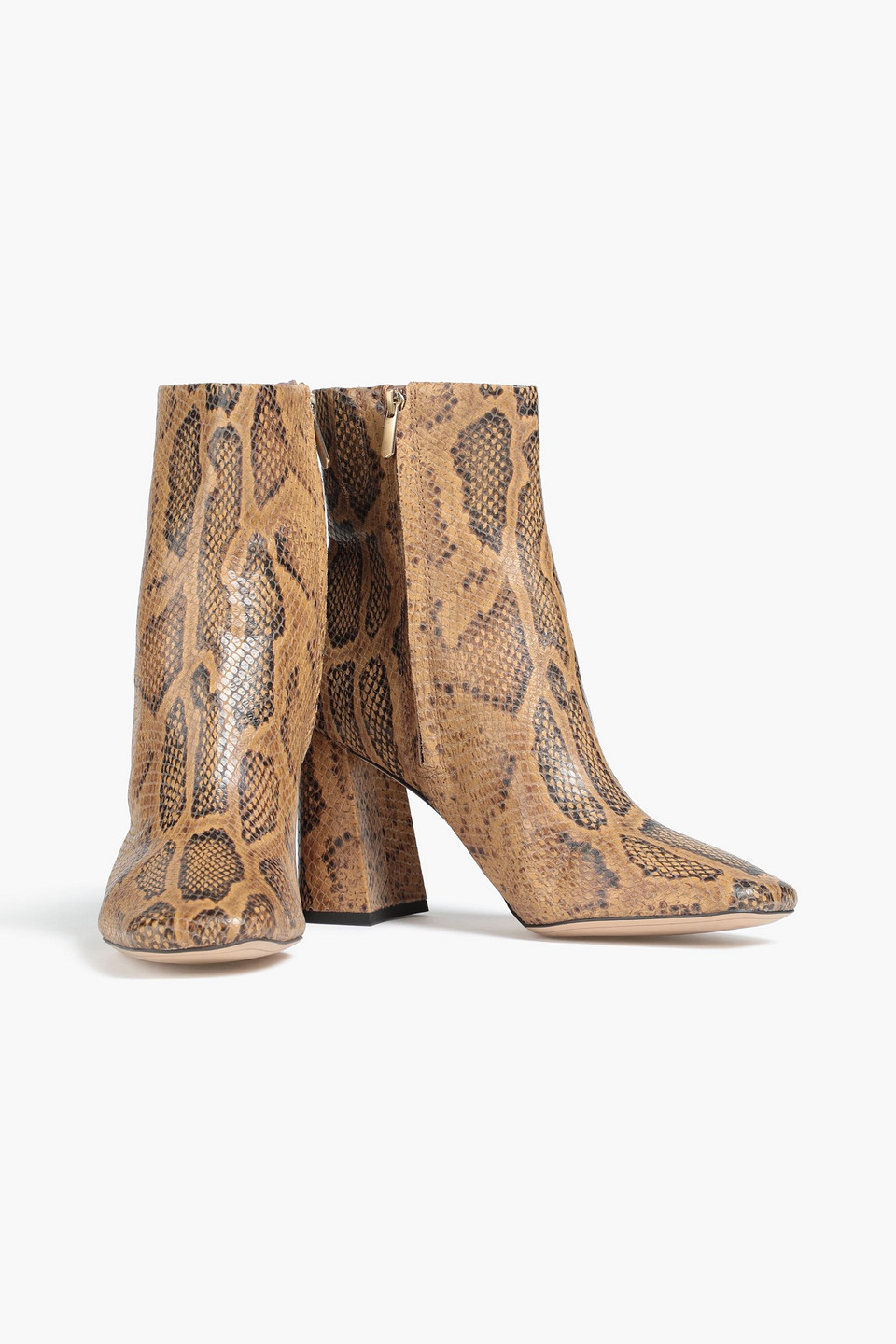 Sam Edelman Codie Snake-effect Leather Ankle Boots In Brown
