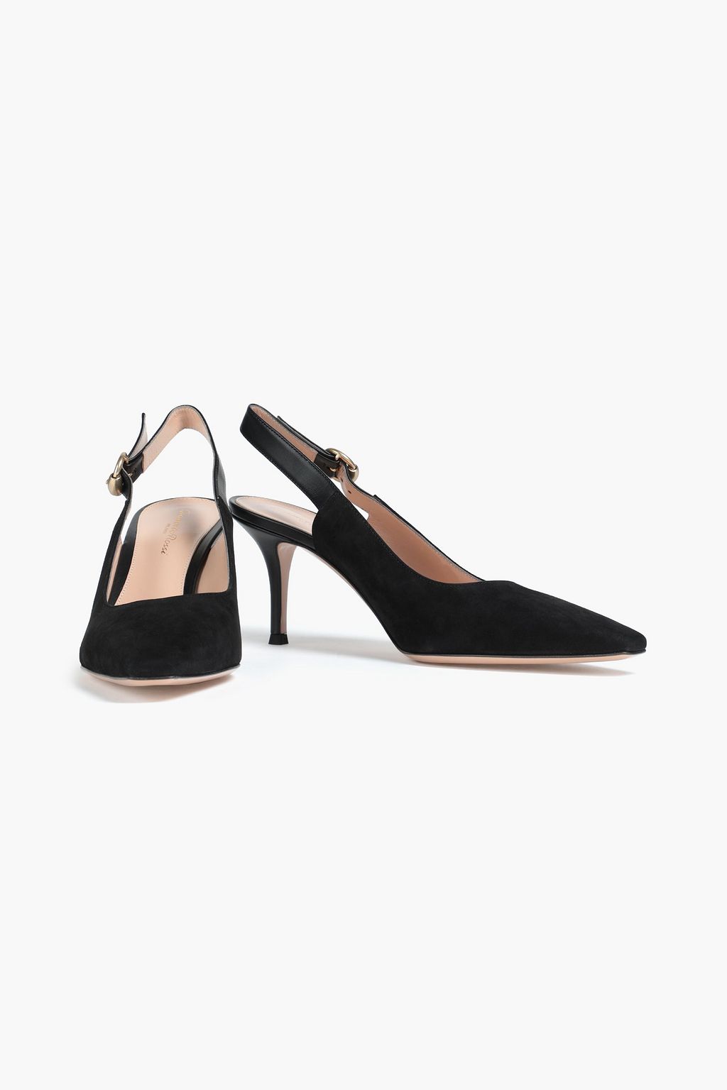 black suede slingback pumps