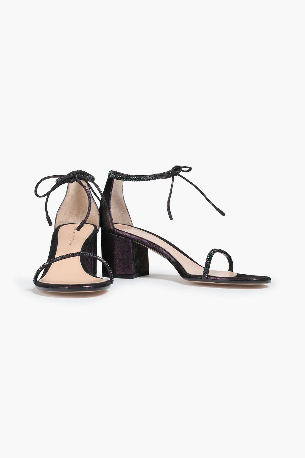 GIANVITO ROSSI Aria 60 crystal-embellished metallic suede