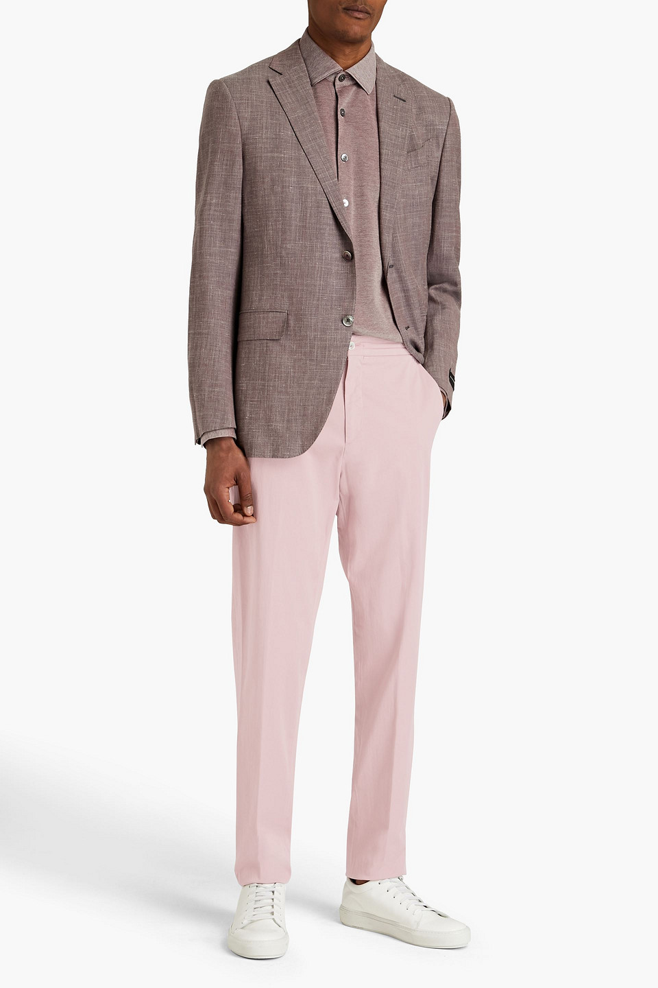 Ermenegildo Zegna Man Tapered Cotton-blend Gabardine Pants In Pastel Pink