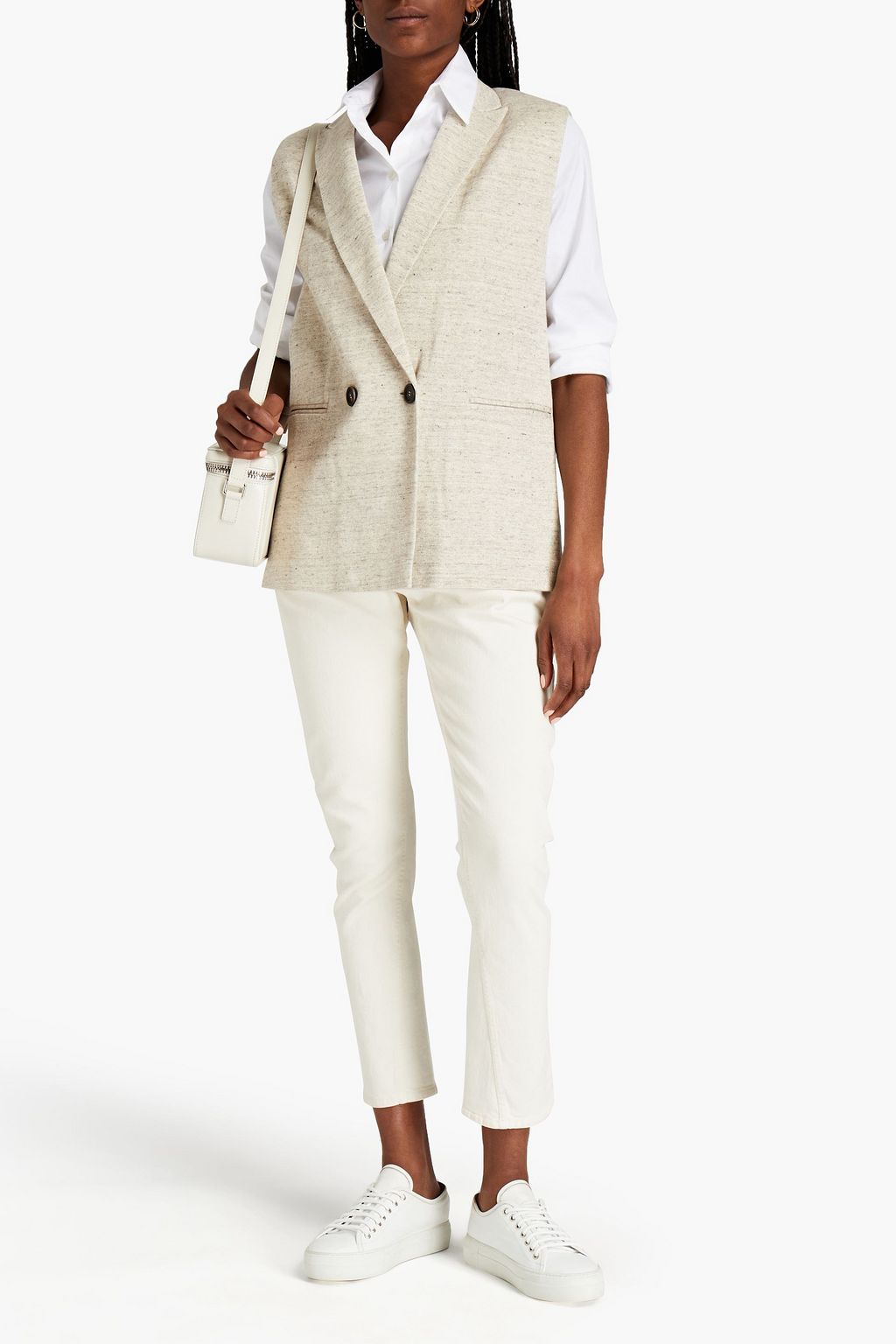 BRUNELLO CUCINELLI Double-breasted mélange jersey vest