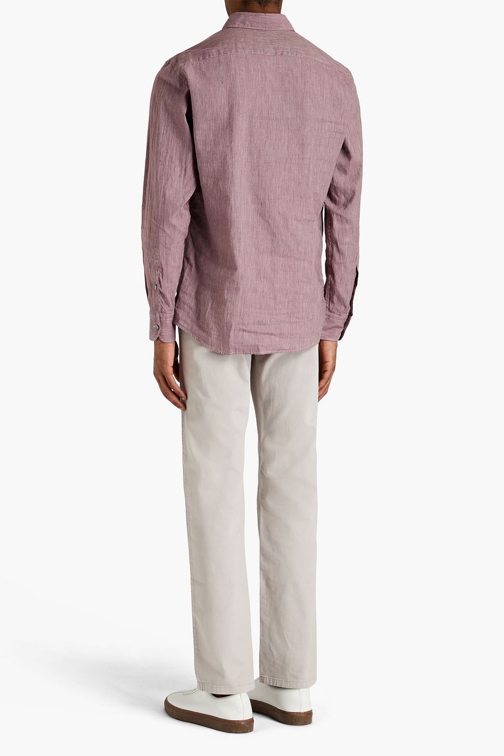 ZEGNA Gingham linen and cotton-blend shirt