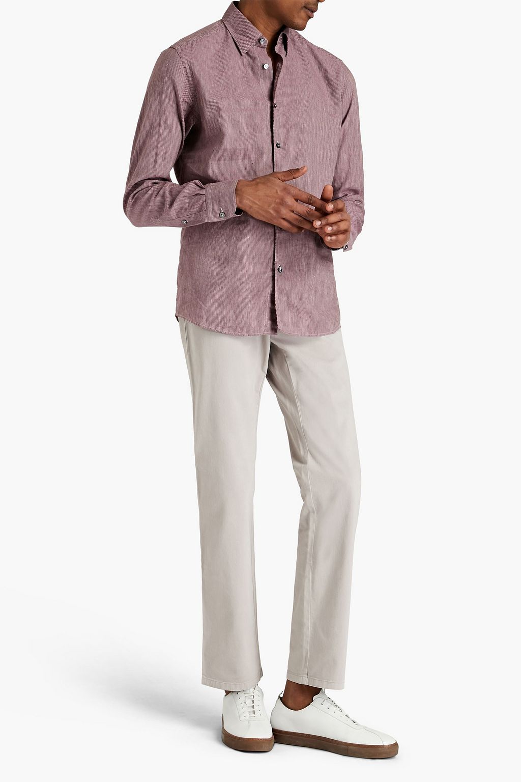 ZEGNA Gingham linen and cotton-blend shirt