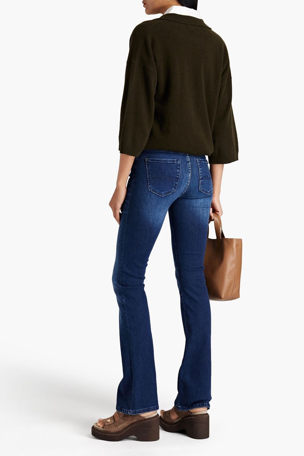 Dark denim Faded mid-rise bootcut jeans 