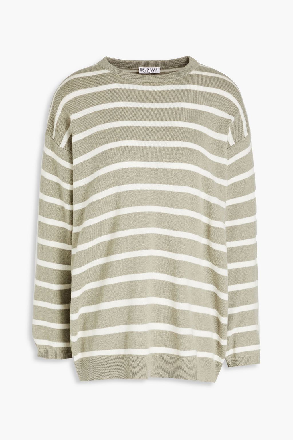 Sage green Lace-trimmed striped 