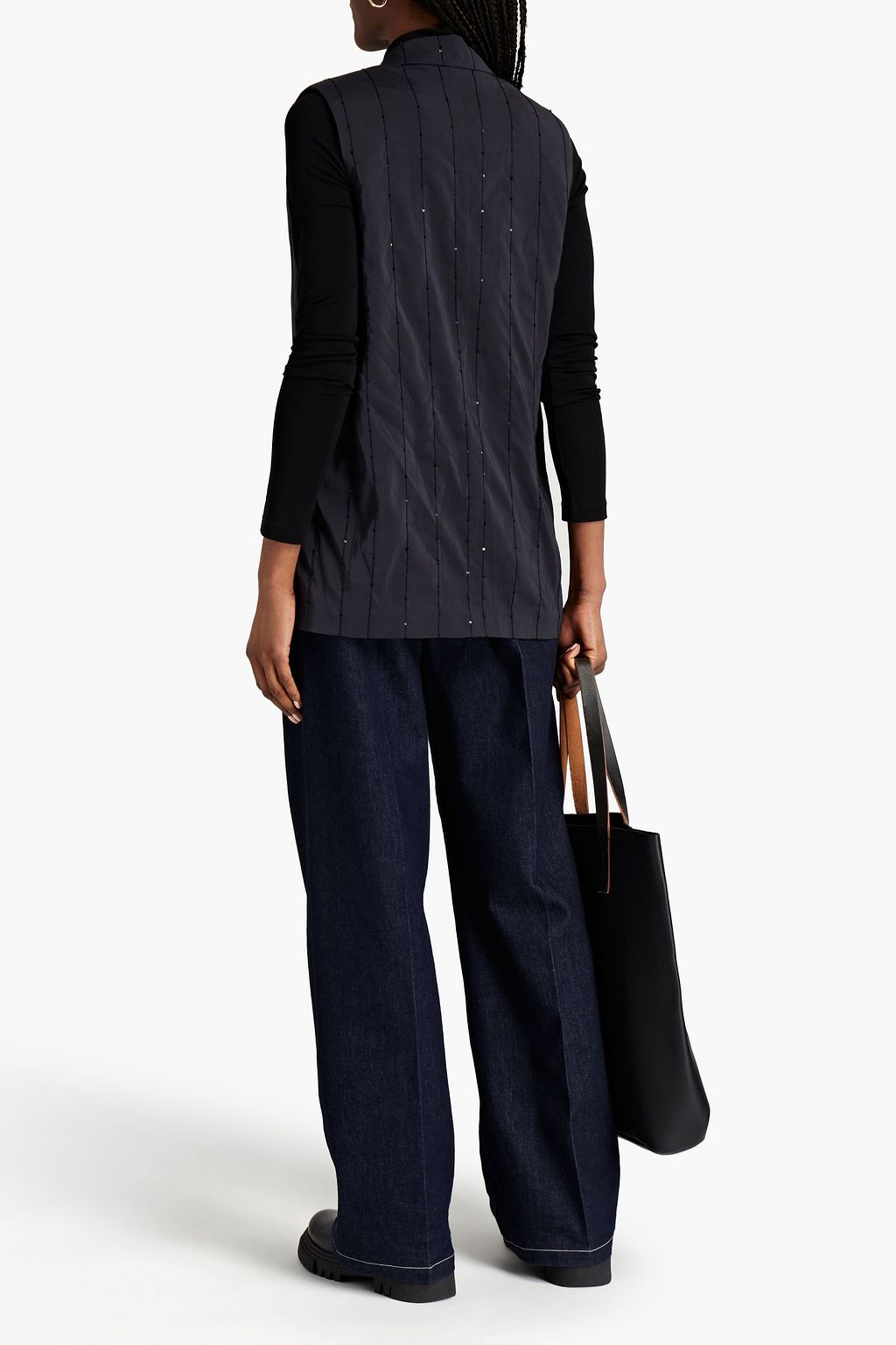 BRUNELLO CUCINELLI Double-breasted pinstriped stretch-silk vest