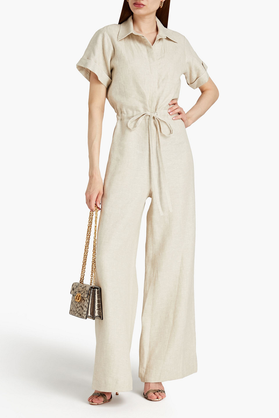 Sachin & Babi Tatum Mélange Slub-linen Jumpsuit In Neutrals