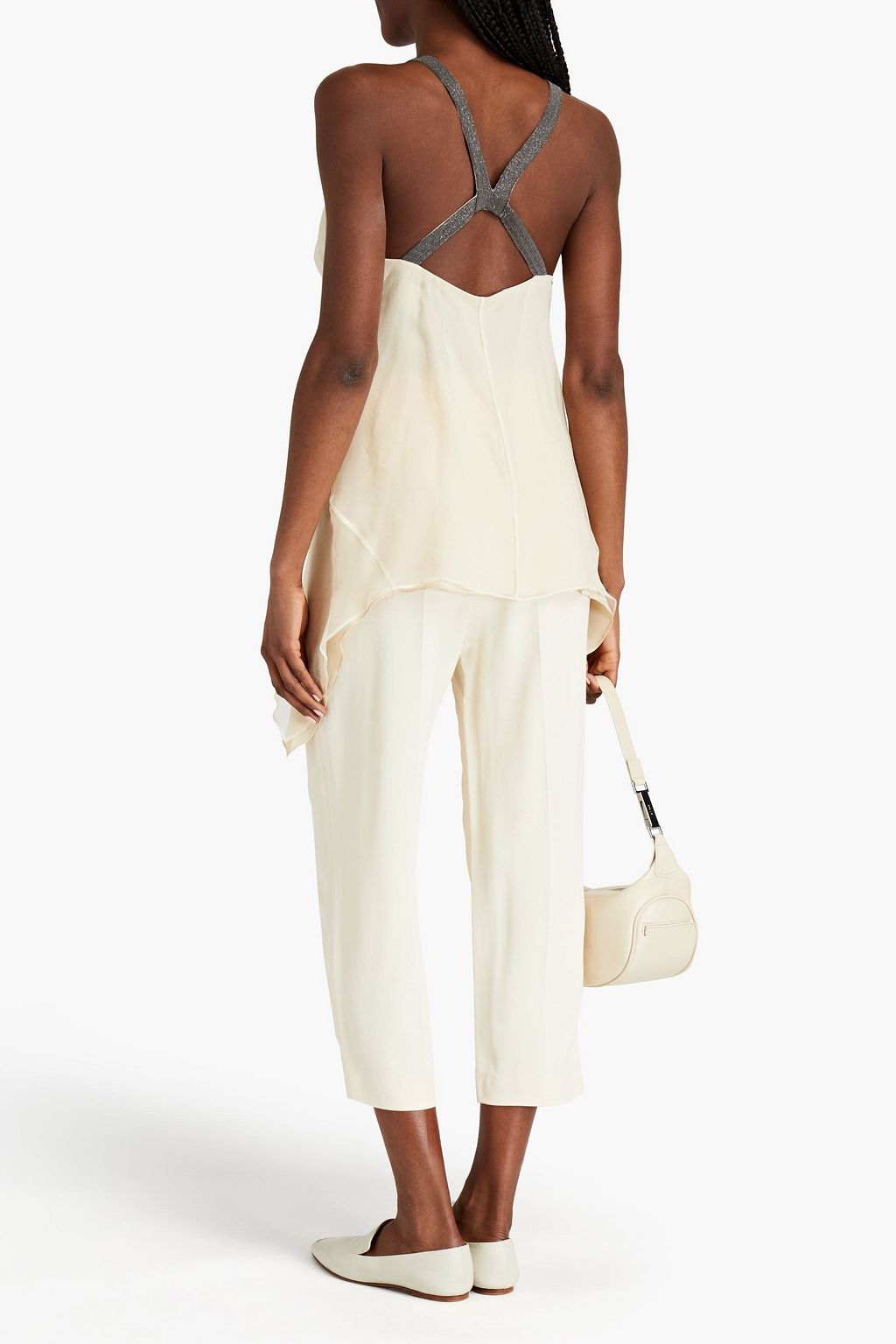 BRUNELLO CUCINELLI Bead-embellished silk-georgette top