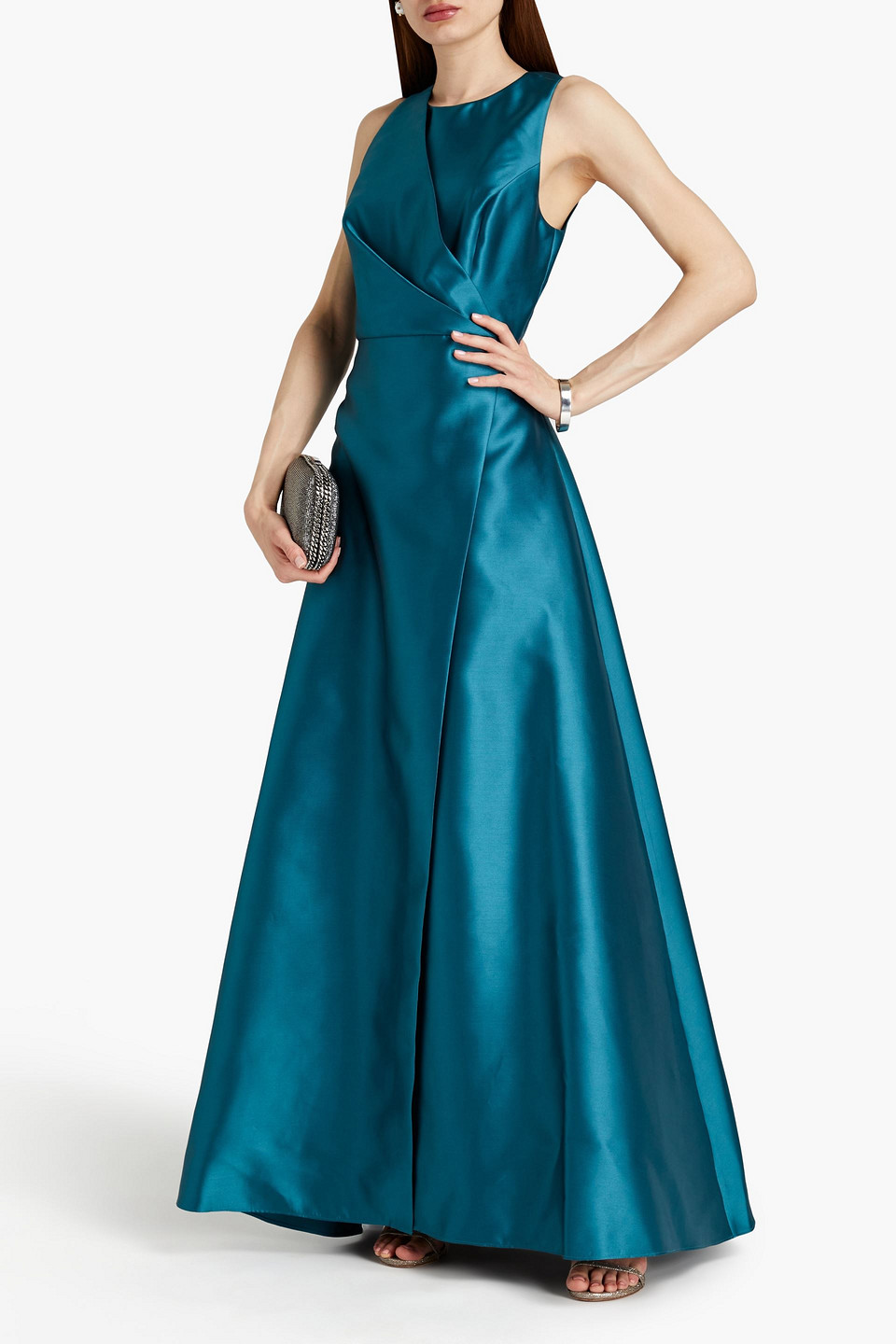 Sachin & Babi Jesse Pleated Duchesse-satin Gown In Multi