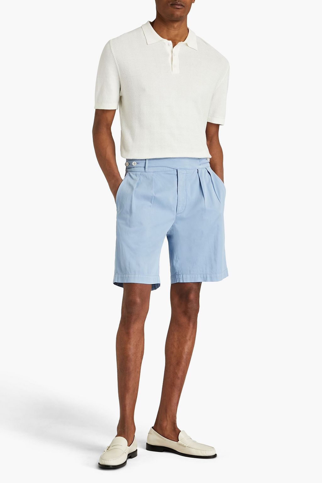 ZEGNA Pleated cotton-blend gabardine shorts