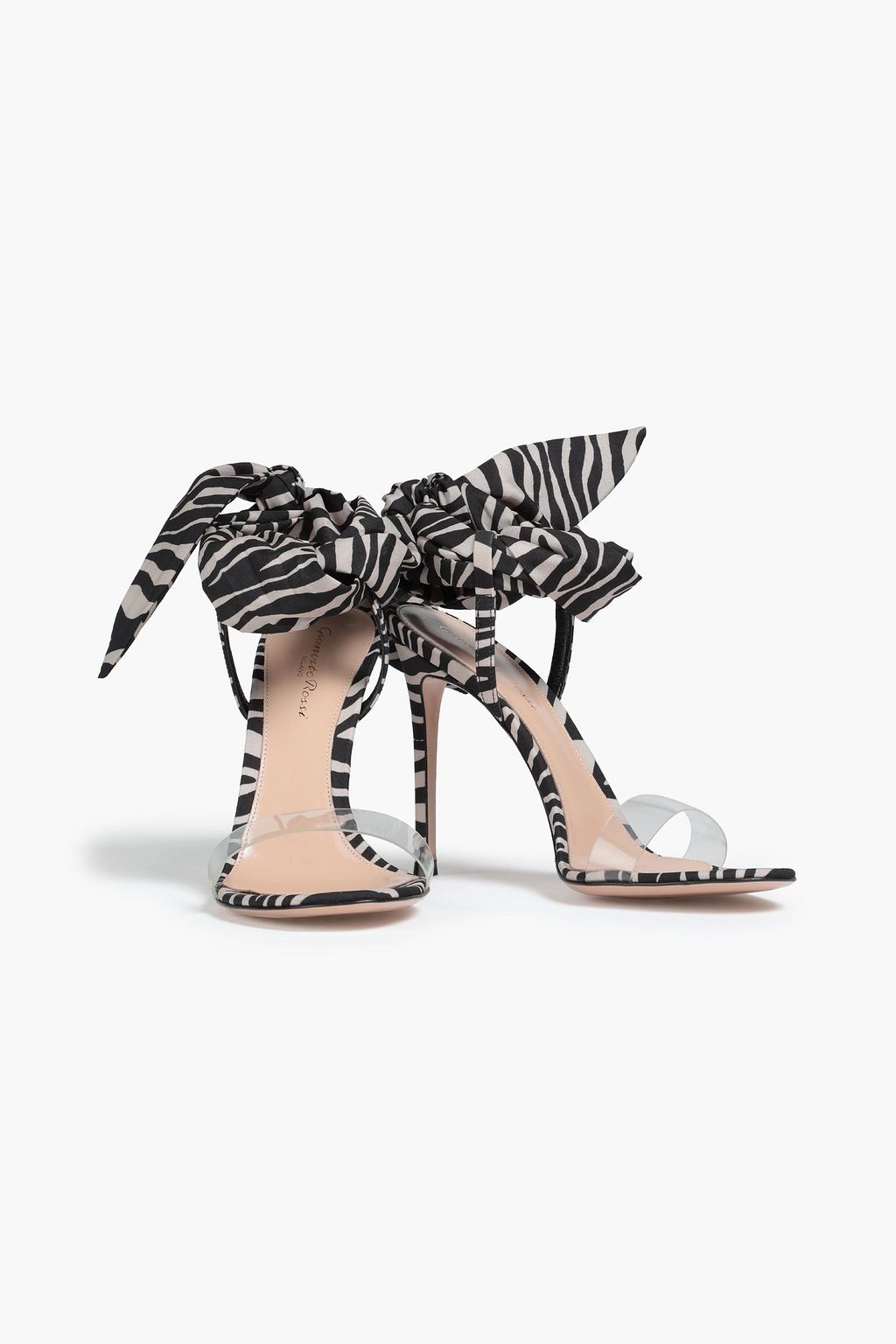GIANVITO ROSSI Farah zebra-print sateen and PVC sandals