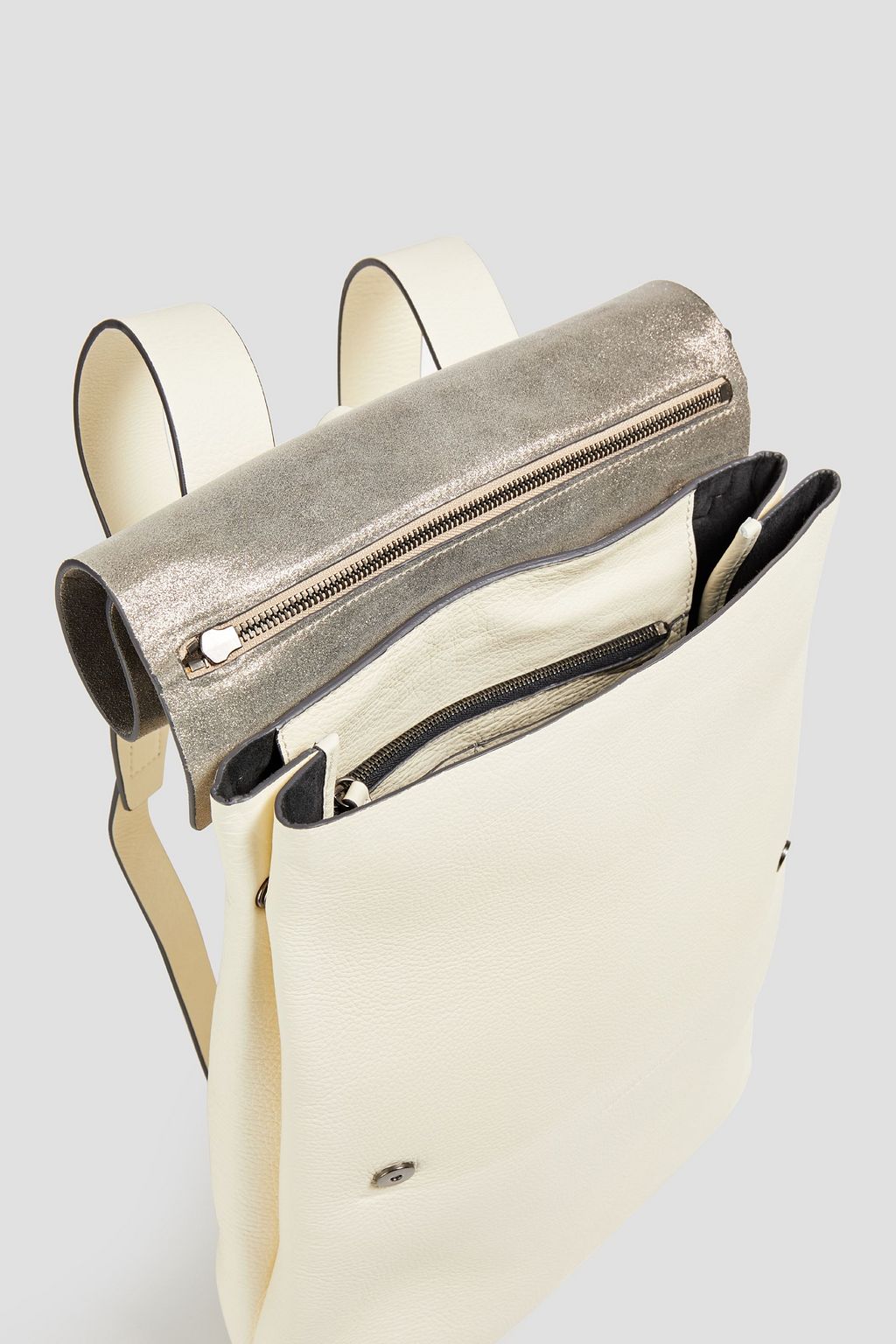 BRUNELLO CUCINELLI Rucksack aus Narbenleder mit Metallic-Effekt